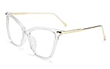 FEISEDY Gafas clásicas de ojo de gato Lentes transparentes de gran tamaño Gafas falsas Gafas de montura grande para mujer B2460, Claro, 53 EU